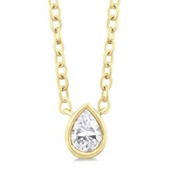 Pear Shape Bezel Set Petite Diamond Fashion Pendant