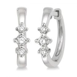 3 Stone Petite Diamond Huggie Fashion Earrings