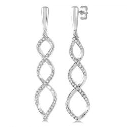 Swirl Ribbon Diamond Long Fashion Earrings
