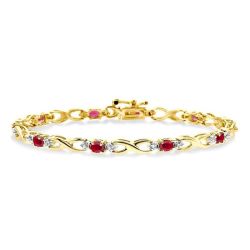 Oval Shape Gemstone & Diamond Bracelet