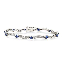 Oval Shape Gemstone & Diamond Bracelet