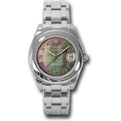 *Previously Enjoyed* Rolex White Gold Datejust Pearlmaster 34 Watch - Domed Bezel - Grey Mother-Of-Pearl Roman Dial