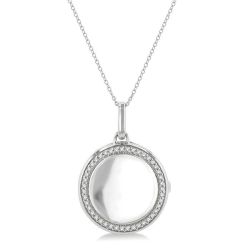 Silver Circle Diamond Locket Pendant