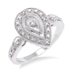 Pear Shape Silver Diamond Ring