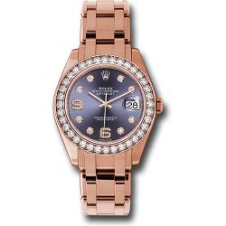 *Previously Enjoyed* Rolex Everose Gold Datejust Pearlmaster 39 Watch - 36 Diamond Bezel - Aubergine Diamond Dial