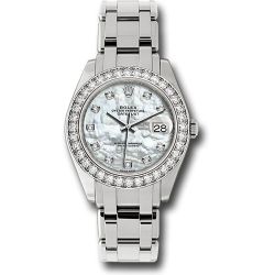 *Previously Enjoyed* Rolex White Gold Datejust Pearlmaster 39 Watch - 36 Diamond Bezel - White Mother-Of-Pearl Diamond Dial