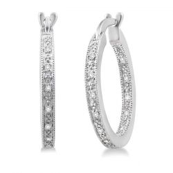 Silver Hoop Diamond Earrings