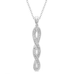 Silver Infinity Shape Diamond Pendant