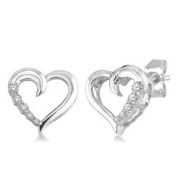 Silver Journey Heart Diamond Earrings