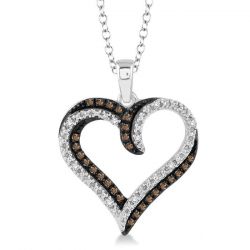 Silver Heart Shape Champagne Diamond Pendant