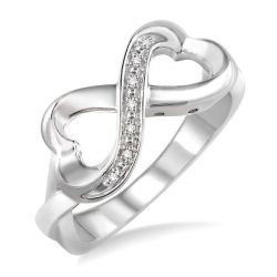 Silver Infinity Heart Shape Diamond Ring