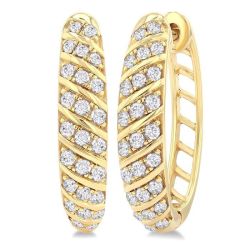 Ribbed Diamond Hoop Earrings