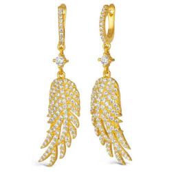 Pave Crystal Feather Earrings