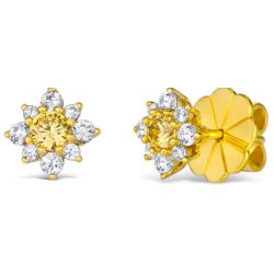 Canary Yellow Crystalline Flower Earrings