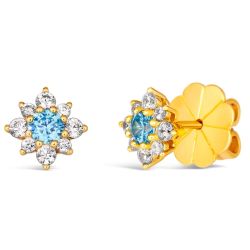 Aqua Crystalline Yellow Flower Earrings