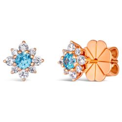 Aqua Crystalline Rose Flower Earring