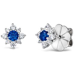 Sapphire Blue Crystalline Flower Earrings