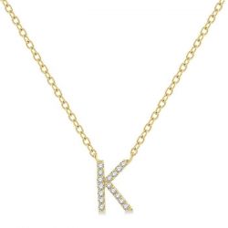 'K' Initial Diamond Pendant