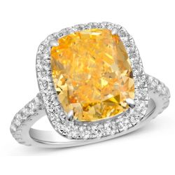 5 ct Cushion Cut Yellow Crystalline Ring