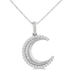 Fluted Crescent Moon Diamond Fashion Pendant