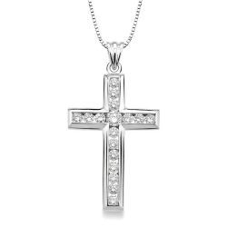 Channel Set Cross Diamond Pendant