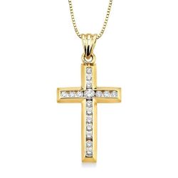 Channel Set Cross Diamond Pendant