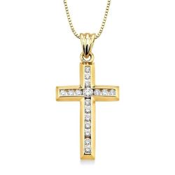 Channel Set Cross Diamond Pendant