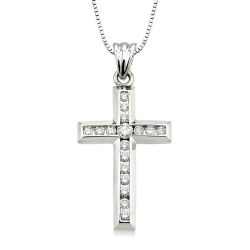 Channel Set Cross Diamond Pendant