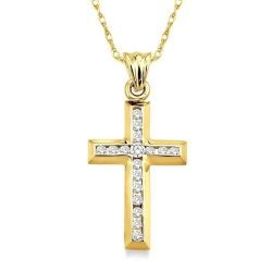 Channel Set Cross Diamond Pendant