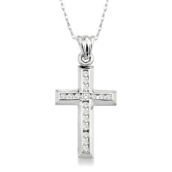 Channel Set Cross Diamond Pendant