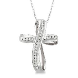 Channel Set Cross Diamond Pendant