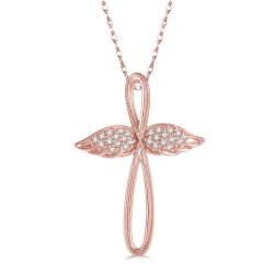 Angel Wings Cross Diamond Pendant