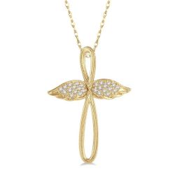 Angel Wings Cross Diamond Pendant