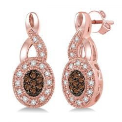 Oval Shape Champagne Diamond Earrings