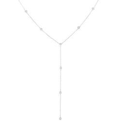 Bezel Set Diamond Station Lariat Y Necklace