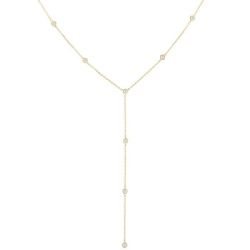 Bezel Set Diamond Station Lariat Y Necklace