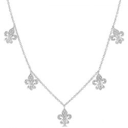 Diamond Fleur De Lis Station Necklace