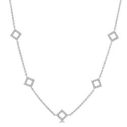 Square Shape Diamond Station Necklace