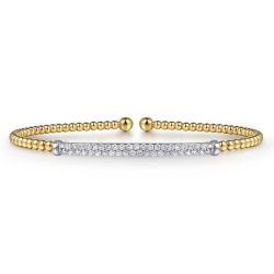 14K Yellow Gold Bujukan Diamond Bar Split Bangle