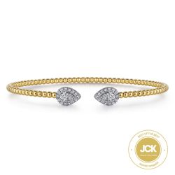 14K White and Yellow Gold Diamond Pear Shape Bujukan Bangle