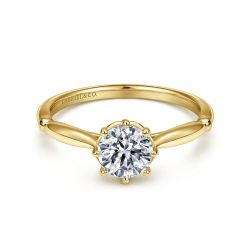 Regalia - 14K Yellow Gold Round Solitaire Semi Mount Engagement Ring