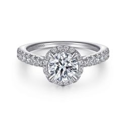 Anise - 14K White Gold Round Halo Semi Mount Engagement Ring