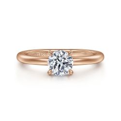 Ali - 14K Rose Gold Round Semi Mount Engagement Ring