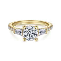 Tierra - 14K Yellow Gold Round Three Stone Semi Mount Engagement Ring