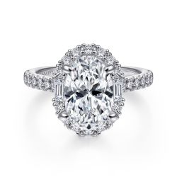 Hamilton - 14K White Gold Oval Halo Semi Mount Engagement Ring