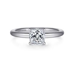 Lark - 14K White Gold Cushion Cut Solitaire Semi Mount Engagement Ring