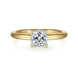 Lark - 14K Yellow Gold Cushion Cut Solitaire Semi Mount Engagement Ring