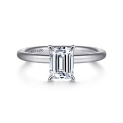 Lark - 14K White Gold Emerald Cut Solitaire Semi Mount Engagement Ring