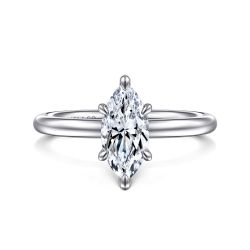 Lark - 14K White Gold Marquise Shape Solitaire Semi Mount Engagement Ring