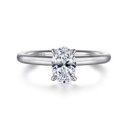 Lark - 14K White Gold Oval Solitaire Semi Mount Engagement Ring